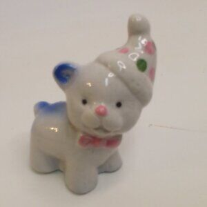 Ceramic Teddy Bear Party Hat Vintage Cute 3" Tall Home Decor
